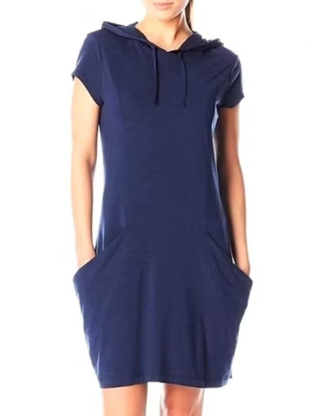 Icebreaker Navy Hooded Short-Sleeve Cover-Up Dress